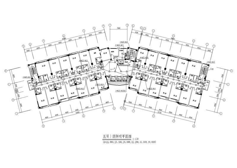 五至十层照明平面图