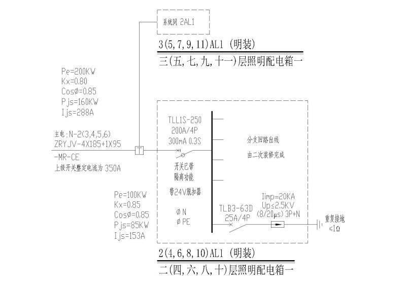 二(四,六,八,十)层照明配电箱一