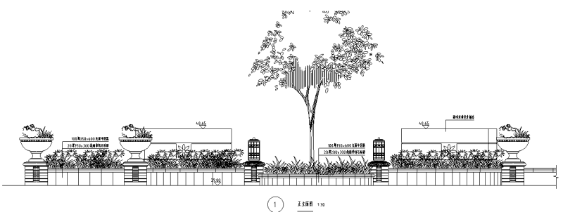 景墙花钵灯柱节点详图设计 (1)