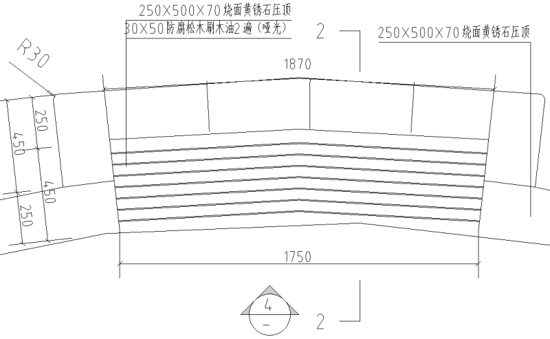 居住区弧形休闲坐凳节点详图设计 (2)