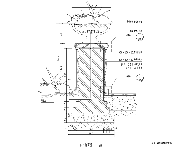 居住区特色花钵墩子节点详图设计 (4)