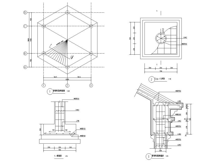 西式瓦景观六角亭详图设计 (5)