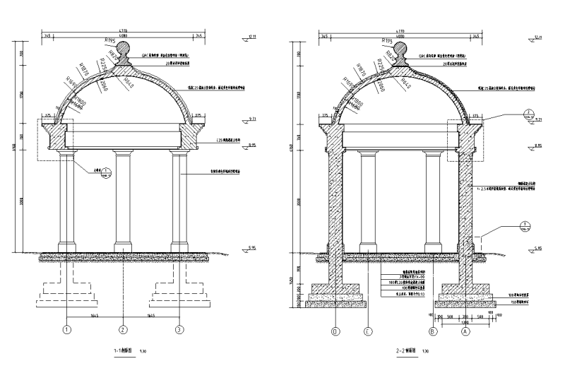 钢筋混泥土景观圆亭详图设计 (2)