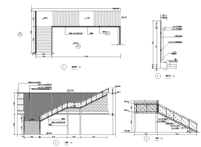 住宅商业区下沉广场钢楼梯节点详图设计 (1)