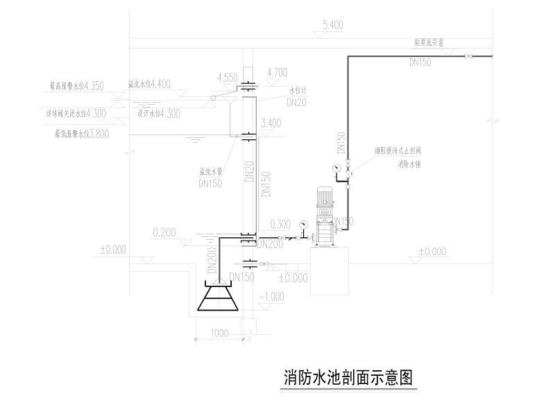 消防水池剖面示意图