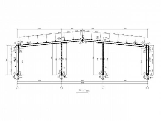 一份22米跨门式刚架带吊车厂房结构CAD施工图纸（独立基础）(平面布置图)