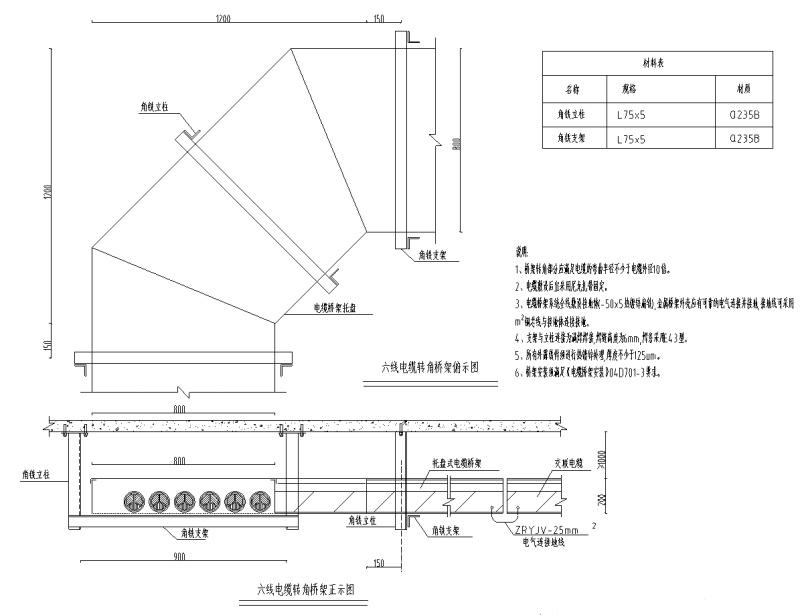 电缆转角桥架安装大样图