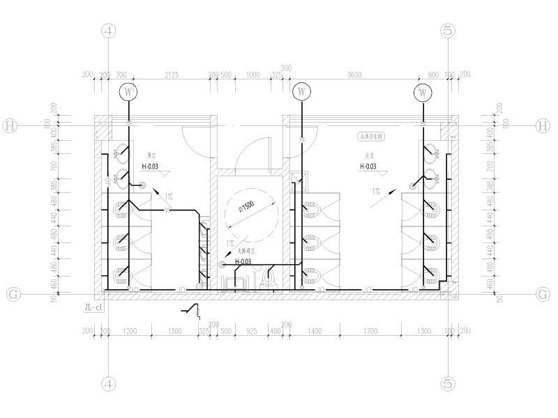 公共卫生间给排水大样图