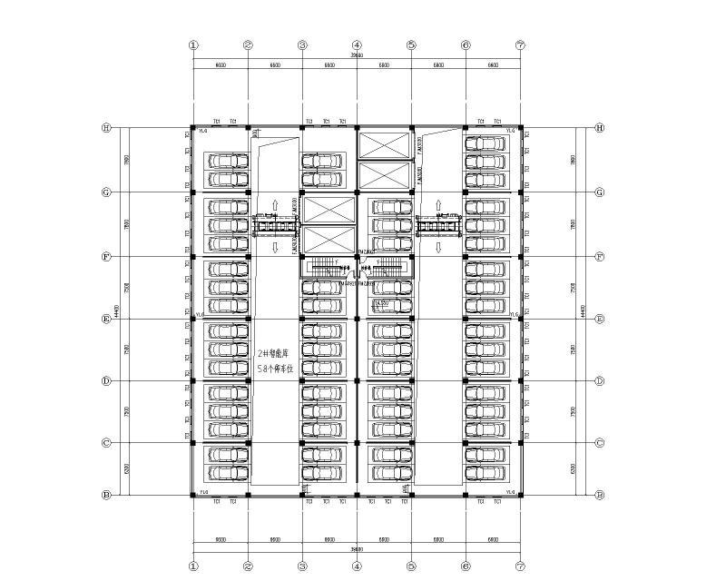 停车库四层平面图