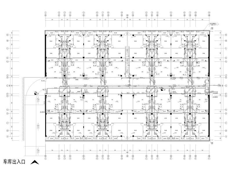 联排地下车库给排水平面图