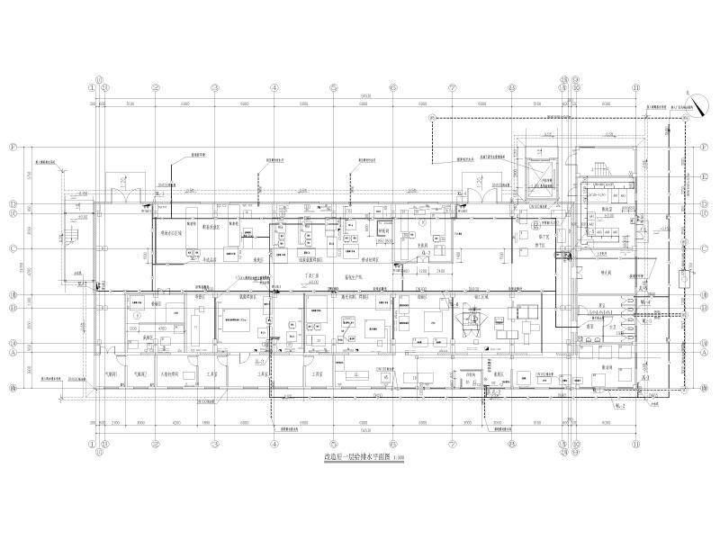 改造后一层给排水平面图