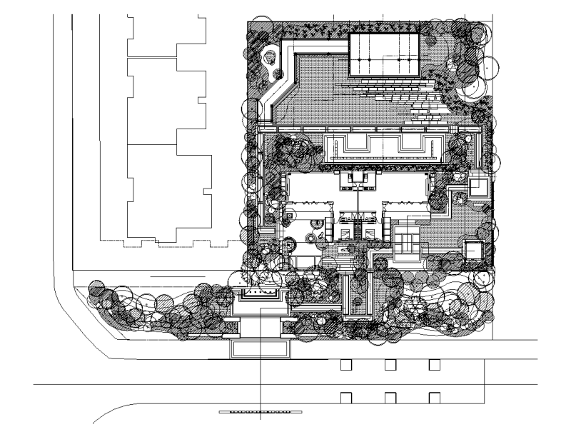 新中式风高端生态住宅景观植物施工图植物总平面图