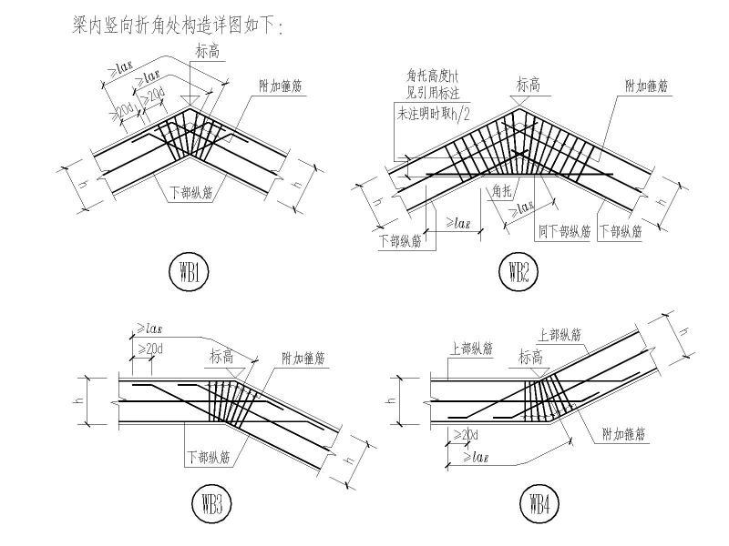 梁内竖向折角处构造详图