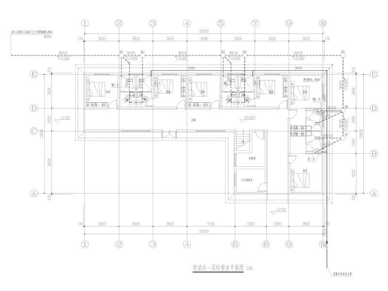 改造后一层给排水平面图
