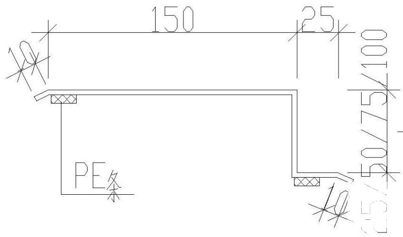 隔板与天棚板间连接做法节点构造cad设计详图纸 - 1