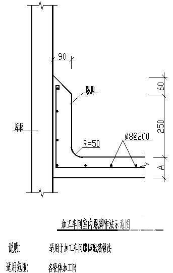 加工车间室内踢脚作法示意节点构造详图纸cad - 1