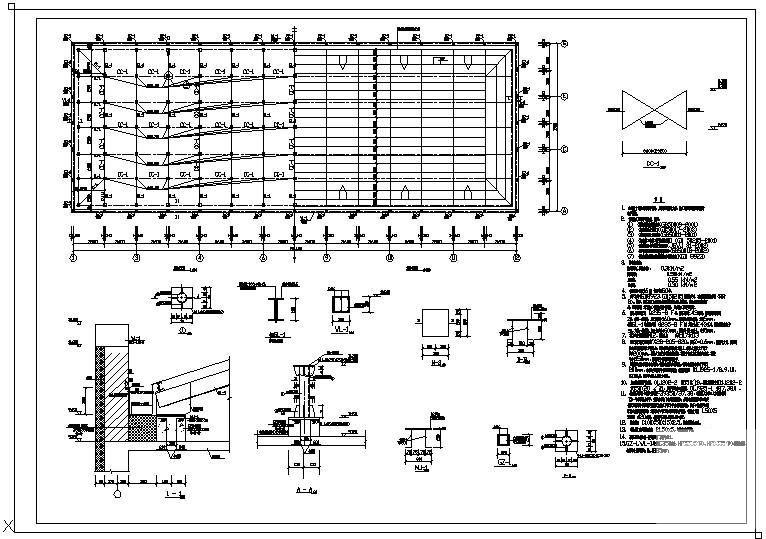 地区内天沟钢管支承彩板节点构造设计详图纸cad - 1