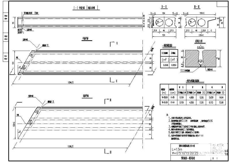 L13m装配式钢筋混凝土空心板预制板一般节点构造详图纸cad - 1