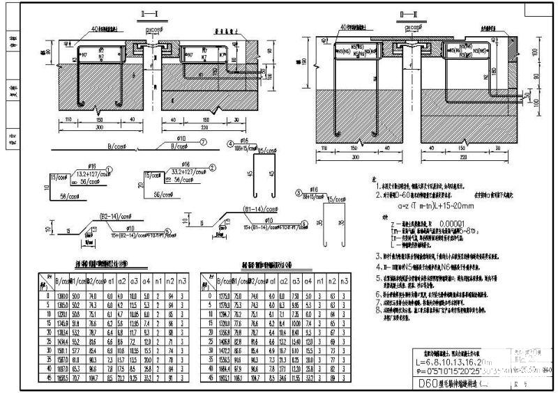 W28.50m装配式钢筋混凝土、预应力混凝土空心板D60型毛勒伸缩缝节点构造详图cad - 1