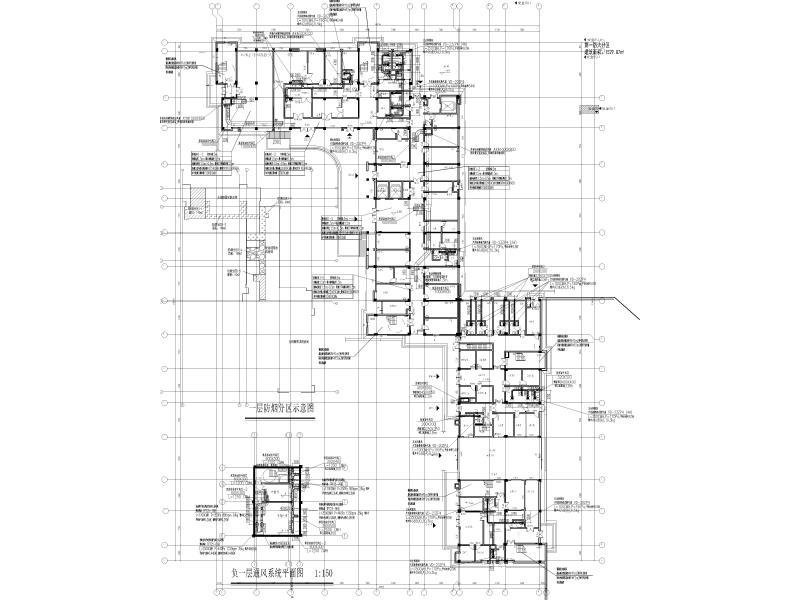 一层通风防排烟系统平面图