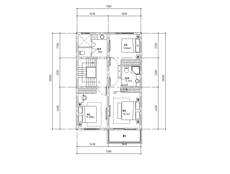 山地别墅紧凑型联排150平户型图设计2020 (2)
