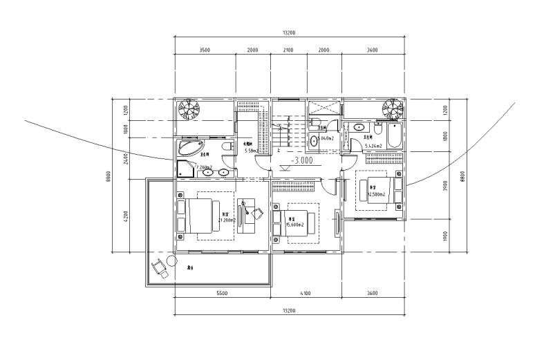 山地别墅大面宽200平户型图设计-2020 (2)