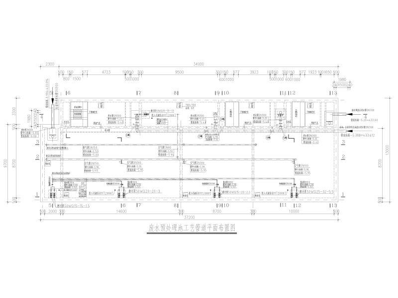 废水预处理池工艺管道平面布置图