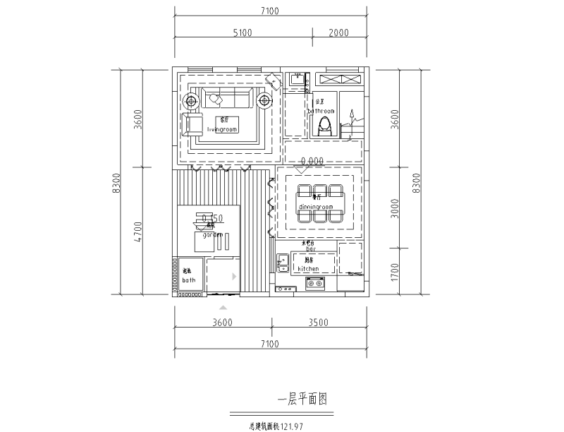 120合院一层平面图