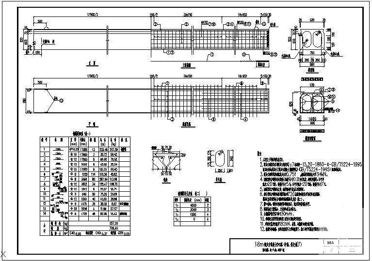 18m预应力混凝土空心板A级（中板）节点构造cad详图 - 1