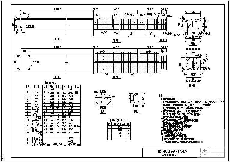 18m预应力混凝土空心板B级（中板）节点构造cad详图 - 1