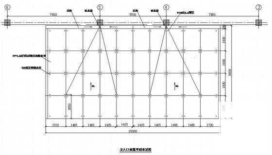 国内门式刚架医院点式雨篷结构CAD施工图纸(平面布置图)