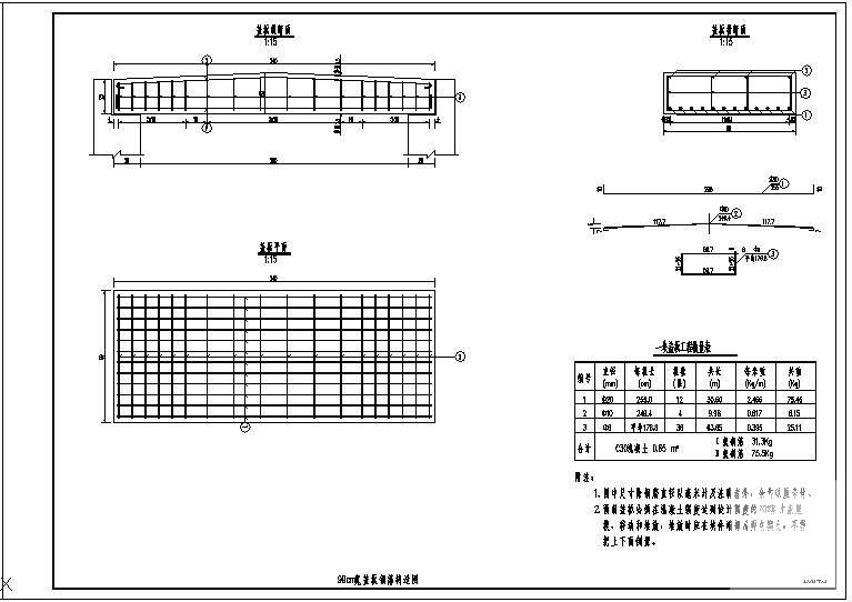74cm和99cm宽盖板钢筋节点构造详图纸cad - 2