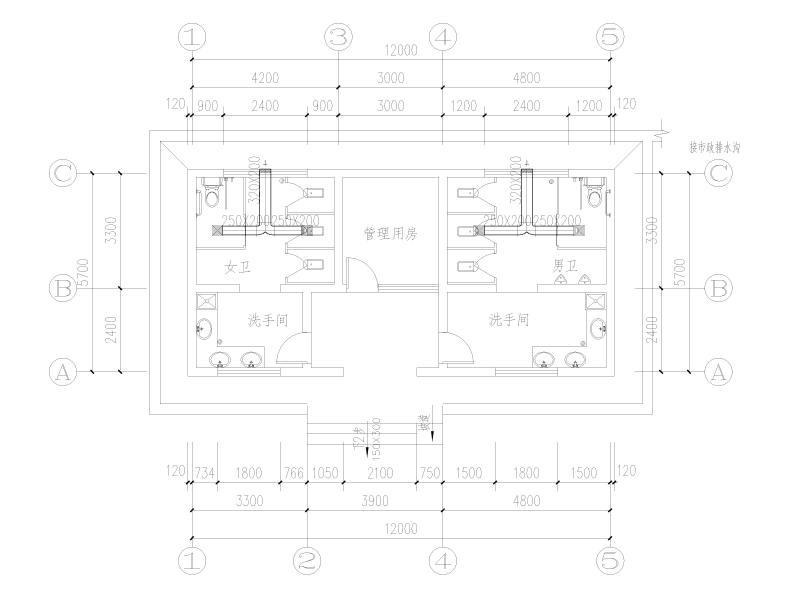 1号生态停车场公厕通风系统平面图