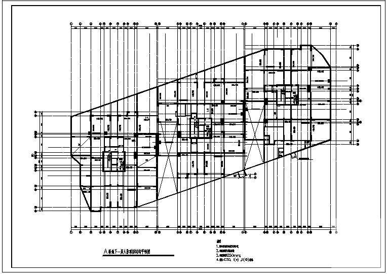 大楼地下1层人防结构平面节点构造详图纸cad - 2
