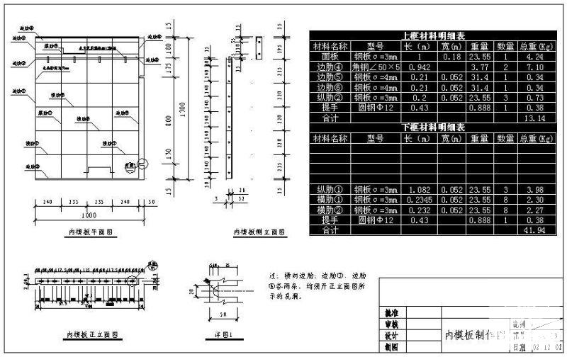 模板节点构造详图纸及材料明细表1cad - 1