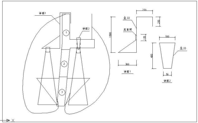 三脚架节点构造详图纸及材料明细表1cad - 3