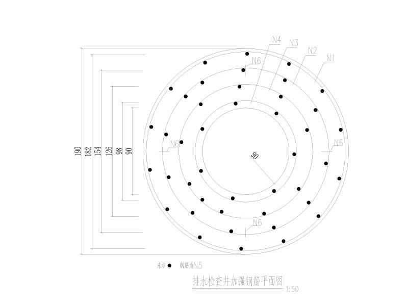 排水检查井加强钢筋平面图