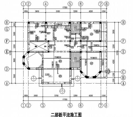 2层砖混结构别墅结构CAD施工图纸（条形基础）