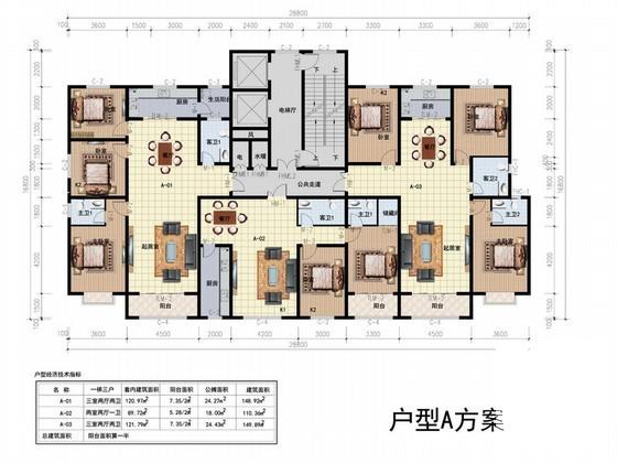 一梯三户高层平面图 - 1