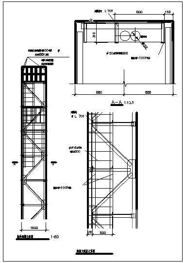 爬梯立面放大节点构造cad详图纸（五） - 1