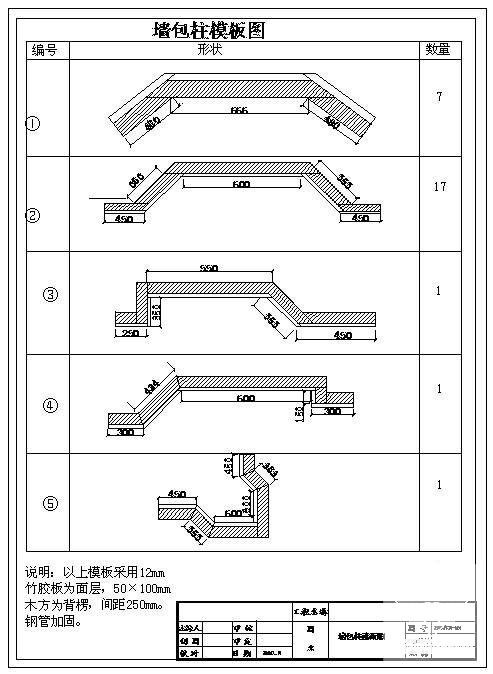 墙包柱模板节点构造详图纸cad - 1