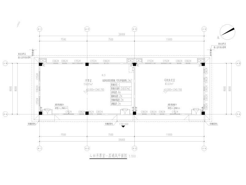 4#开票室一层通风平面图