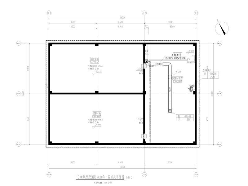 13#泵房及消防水池负一层通风平面图