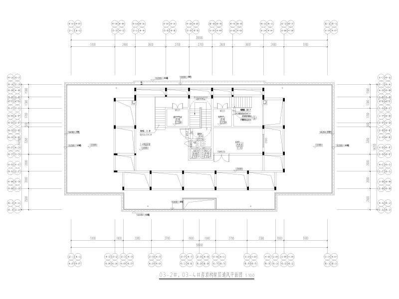 屋顶构架层通风平面图