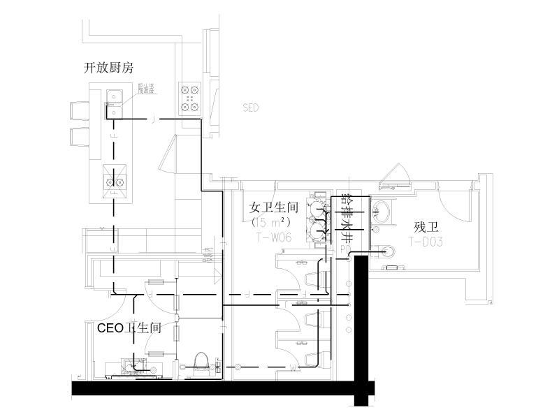 卫生间二 给排水大样图