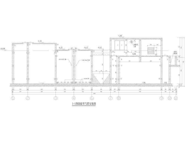 1-1剖面面布气管安装图