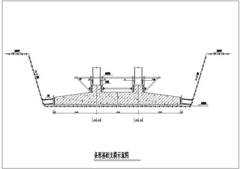 条型基础支模示意节点构造详图纸cad - 1