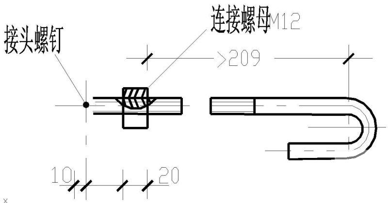 连墙件配料节点构造设计详图cad - 2