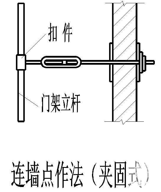 连墙点作法（夹固式）节点构造cad详图 - 1