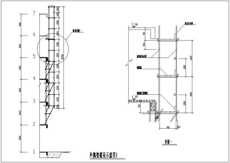 外挑架搭设示意节点构造详图纸cad - 1